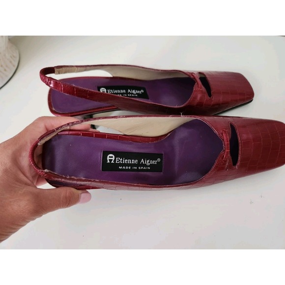 Etienne Aigner Womens Leather High Heels Shoes Red Mahogany Made In Spain Sz 6M - Picture 8 of 12